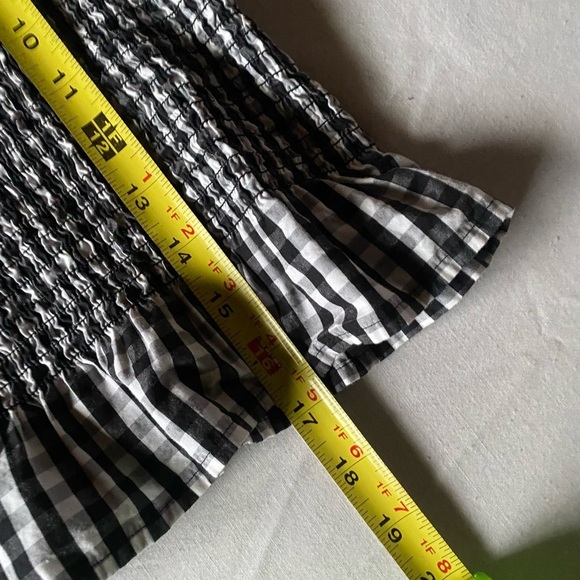 BP. Women’s Gingham Smocked Crop Top Black White MEDIUM - Picture 6 of 6